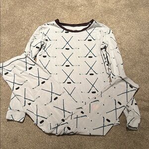 Kickee Pants Hockey Print Long Sleeve Pajama Set - Gray and Blue